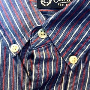 Chaps Ralph Lauren men’s red white blue cotton twill XL button down shirt EUC